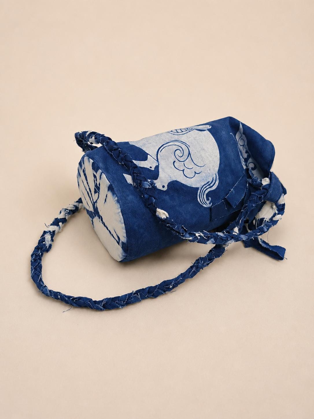 Handmade Cotton Bucket Bag | Indigo Batik Crossbody Bag | Lucky Horse Shoulder Bag | Adjustable Boho Purse | Gift for Her