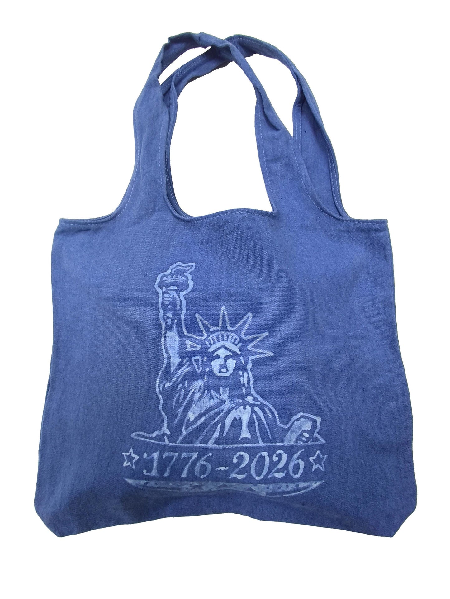 Statue of Liberty Canvas Tote Bag | America 250 Gift | Handmade Indigo Batik Tote | Patriotic Shoulder Bag | Gift for Her