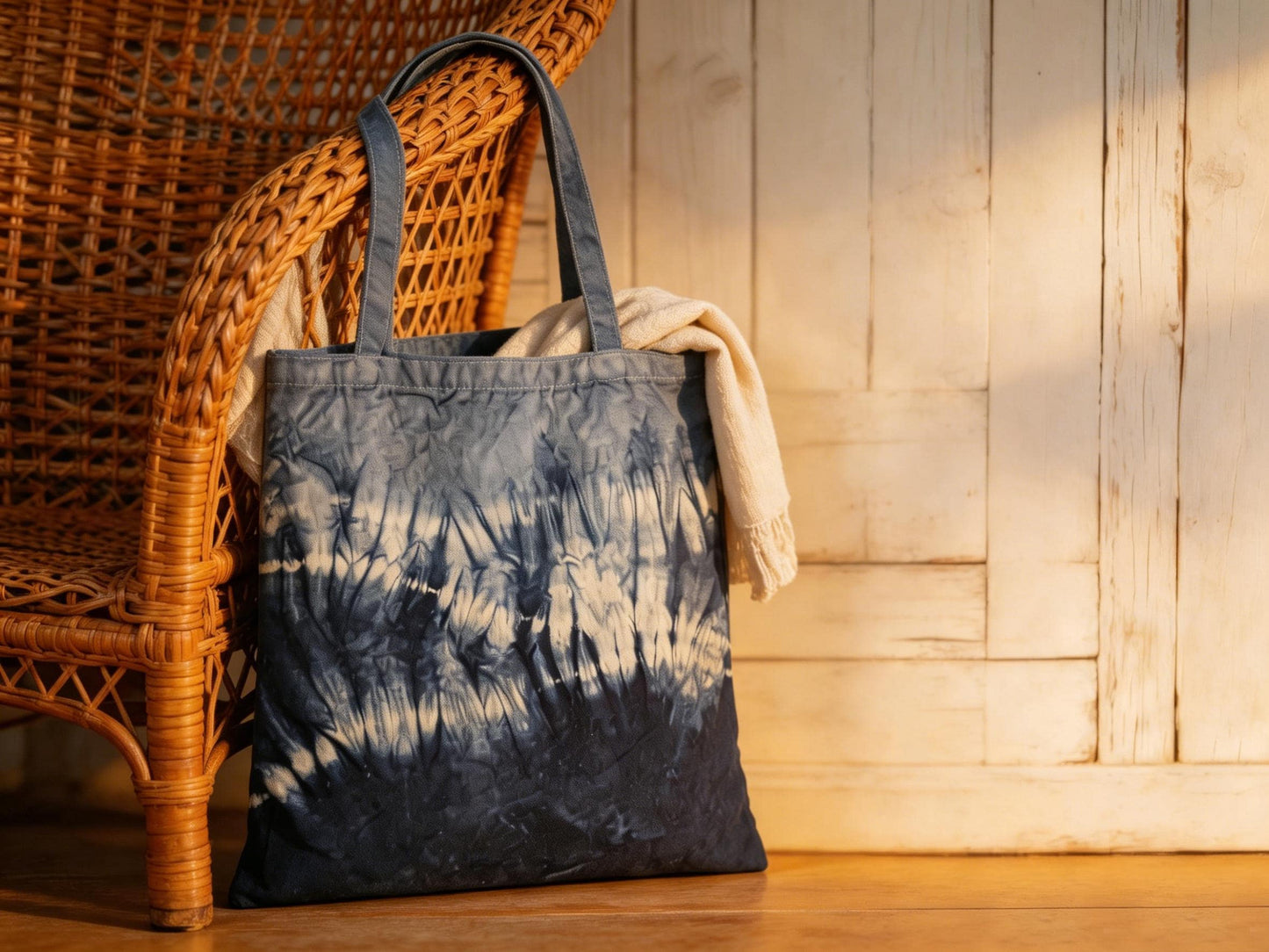 Handmade Cotton Tote Bag | Indigo Batik Tote | Shibori Shoulder Bag | Reusable Market Bag | Gift for Her