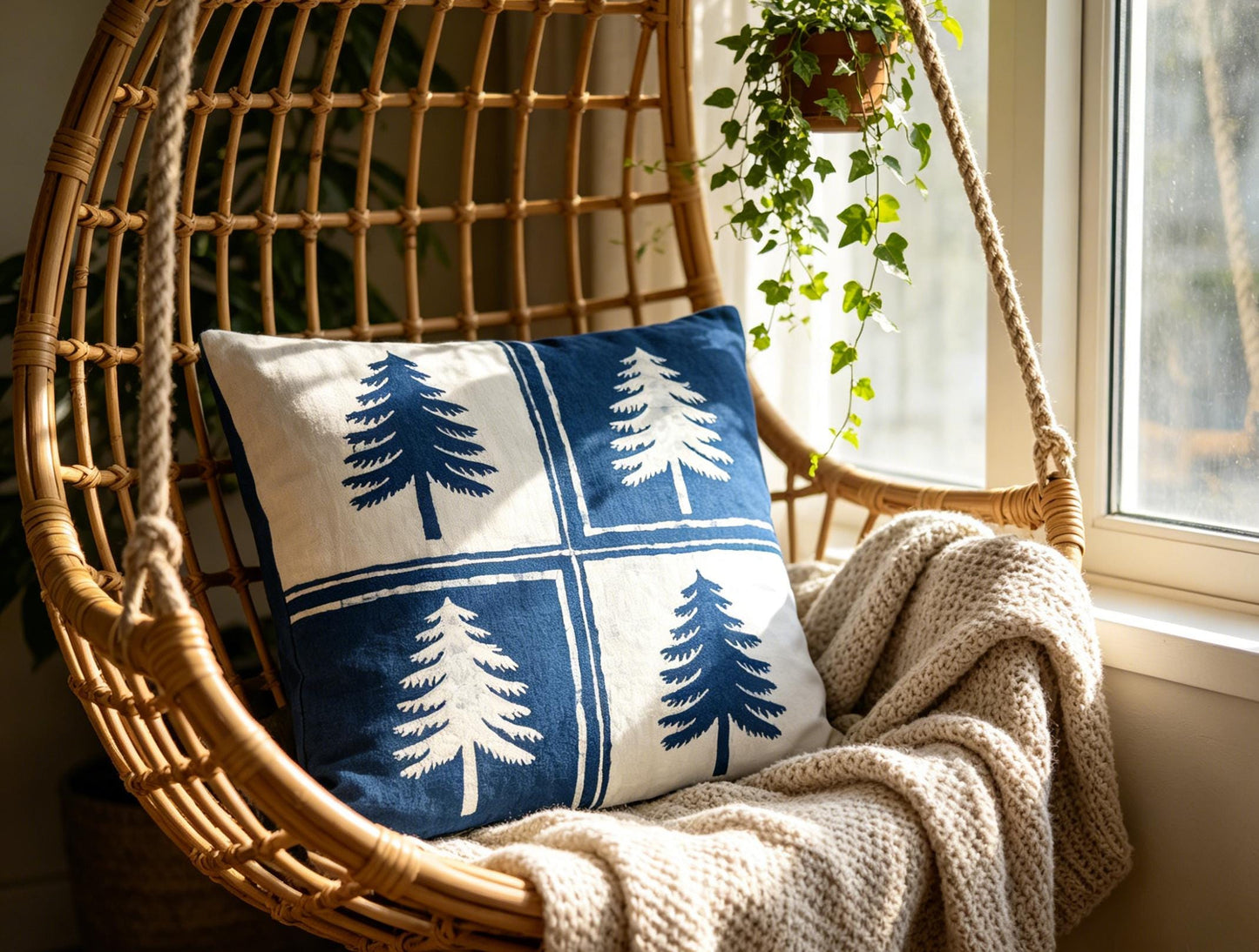 Handmade Indigo Tie-Dye Pillow Cover | Cotton Throw Pillow Cover | Geometric Cushion Cover | Wabi-Sabi Home Decor | Gift for Home