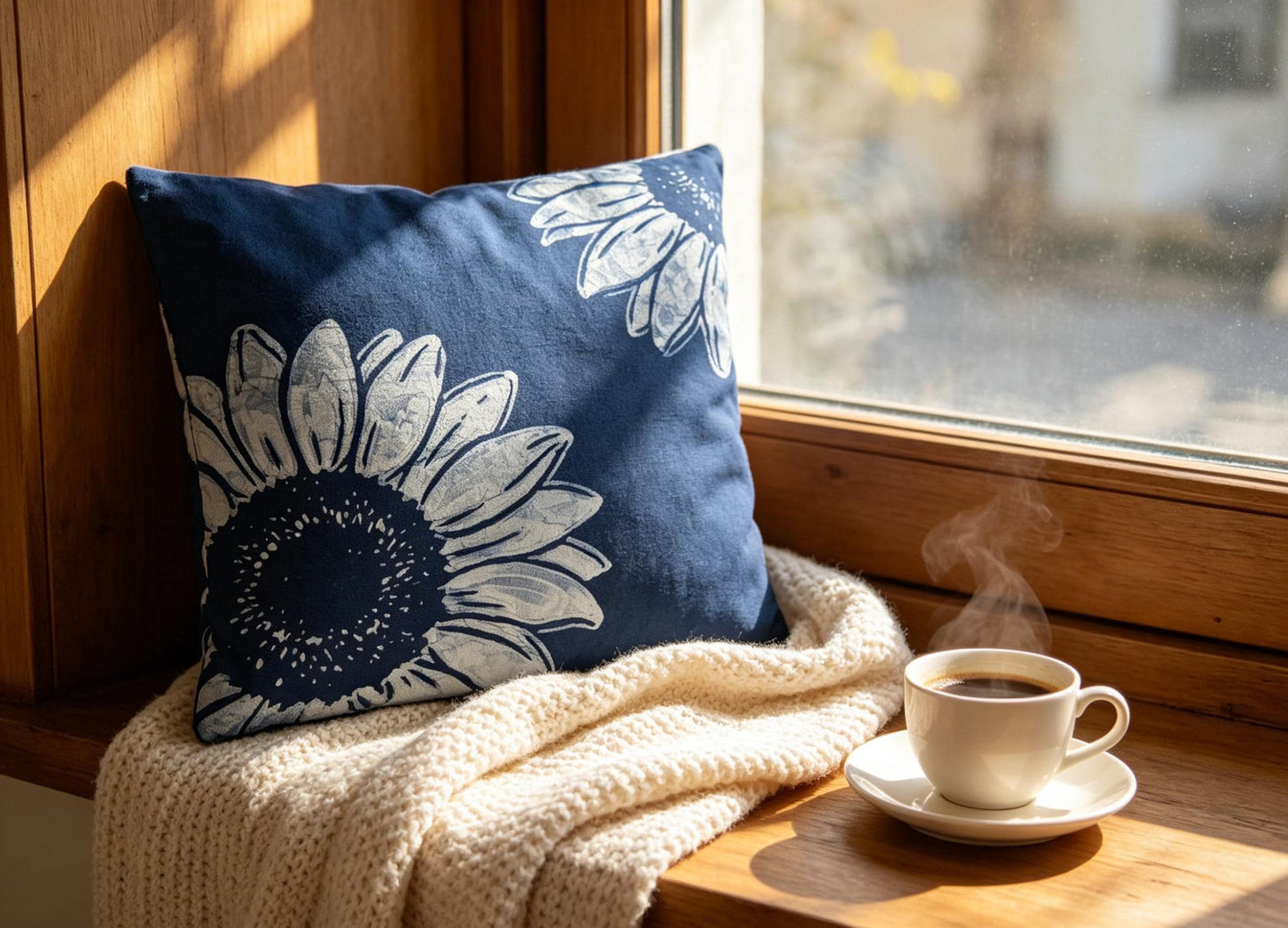 Handmade Botanical Pillow Cover | Indigo Batik Throw Pillow Cover | Cotton Cushion Cover | Wabi-Sabi Home Decor | Gift for Home