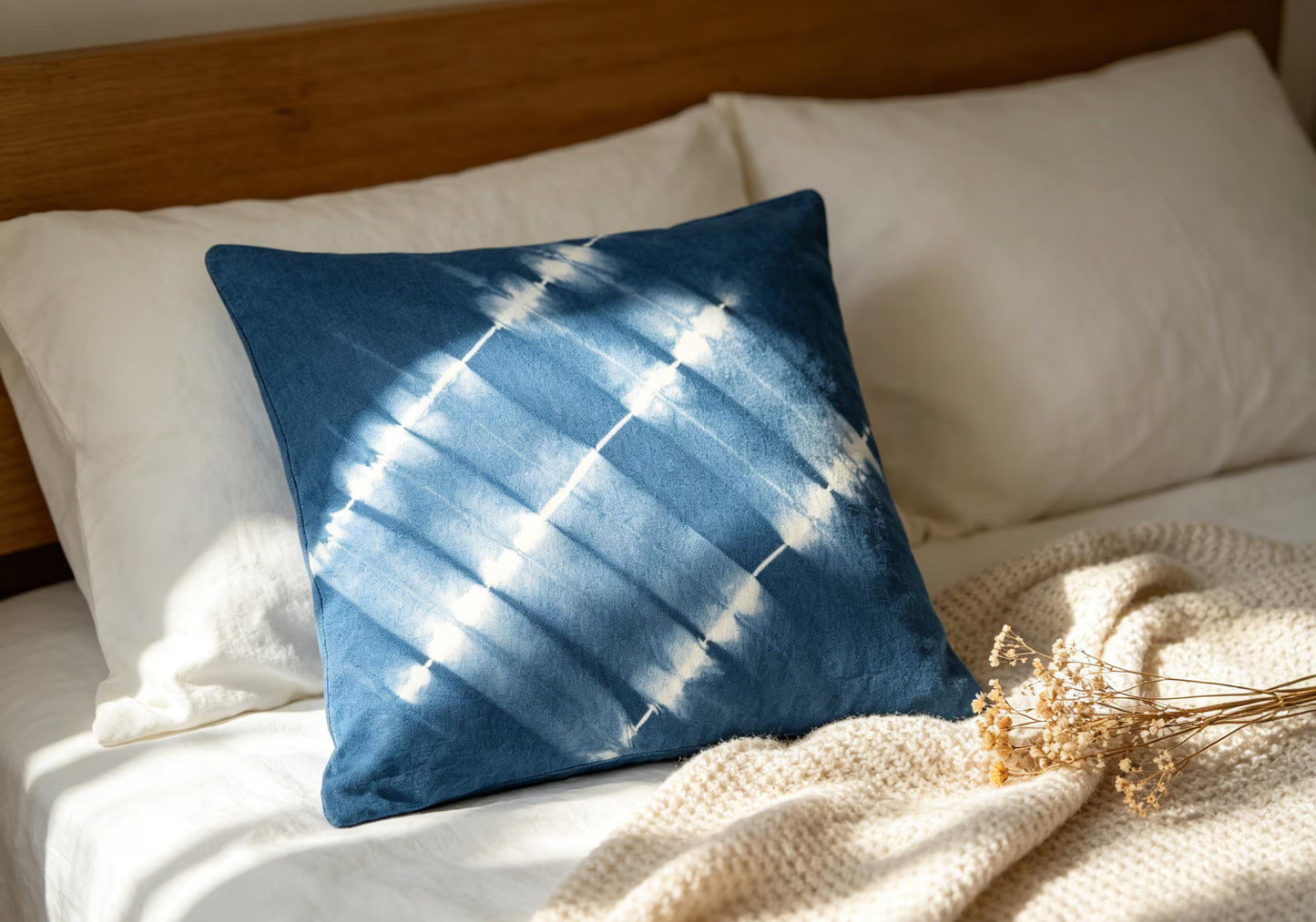 Handmade Indigo Batik Pillow Cover | Cotton Throw Pillow Cover | Modern Geometric Cushion Cover | Wabi-Sabi Home Decor | Gift for Home