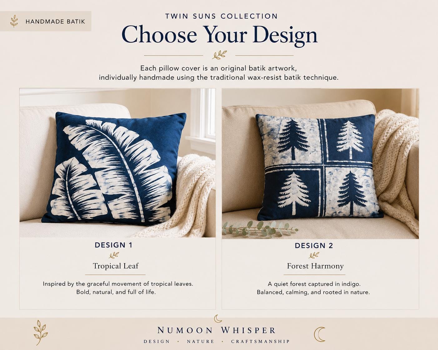 Handmade Indigo Tie-Dye Pillow Cover | Cotton Throw Pillow Cover | Geometric Cushion Cover | Wabi-Sabi Home Decor | Gift for Home