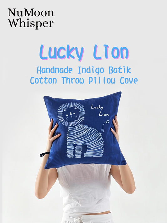 Handmade Animal Pillow Cover | Indigo Batik Throw Pillow Cover | Cotton Cushion Cover | Whimsical Home Decor | Gift for Animal Lovers