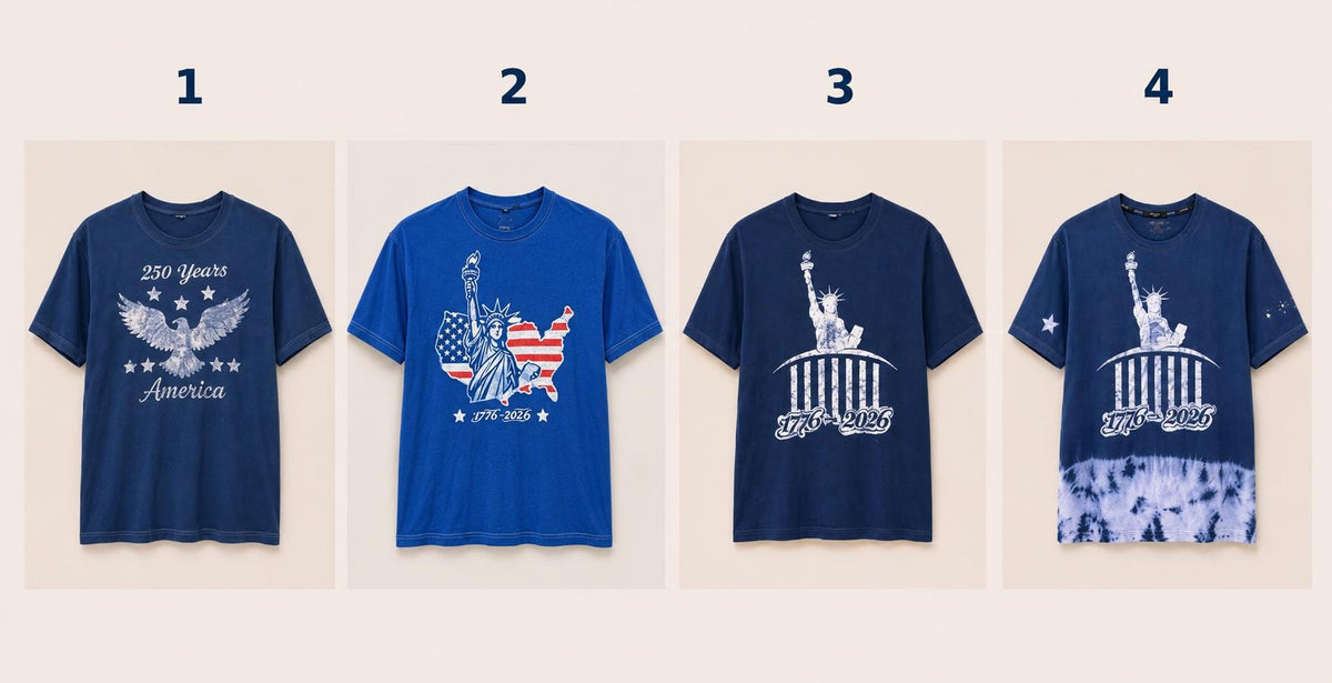 America 250 Graphic T-Shirt | Patriotic USA Tee | Indigo Batik Style Shirt | 1776–2026 Independence Day | Gift for Her & Him
