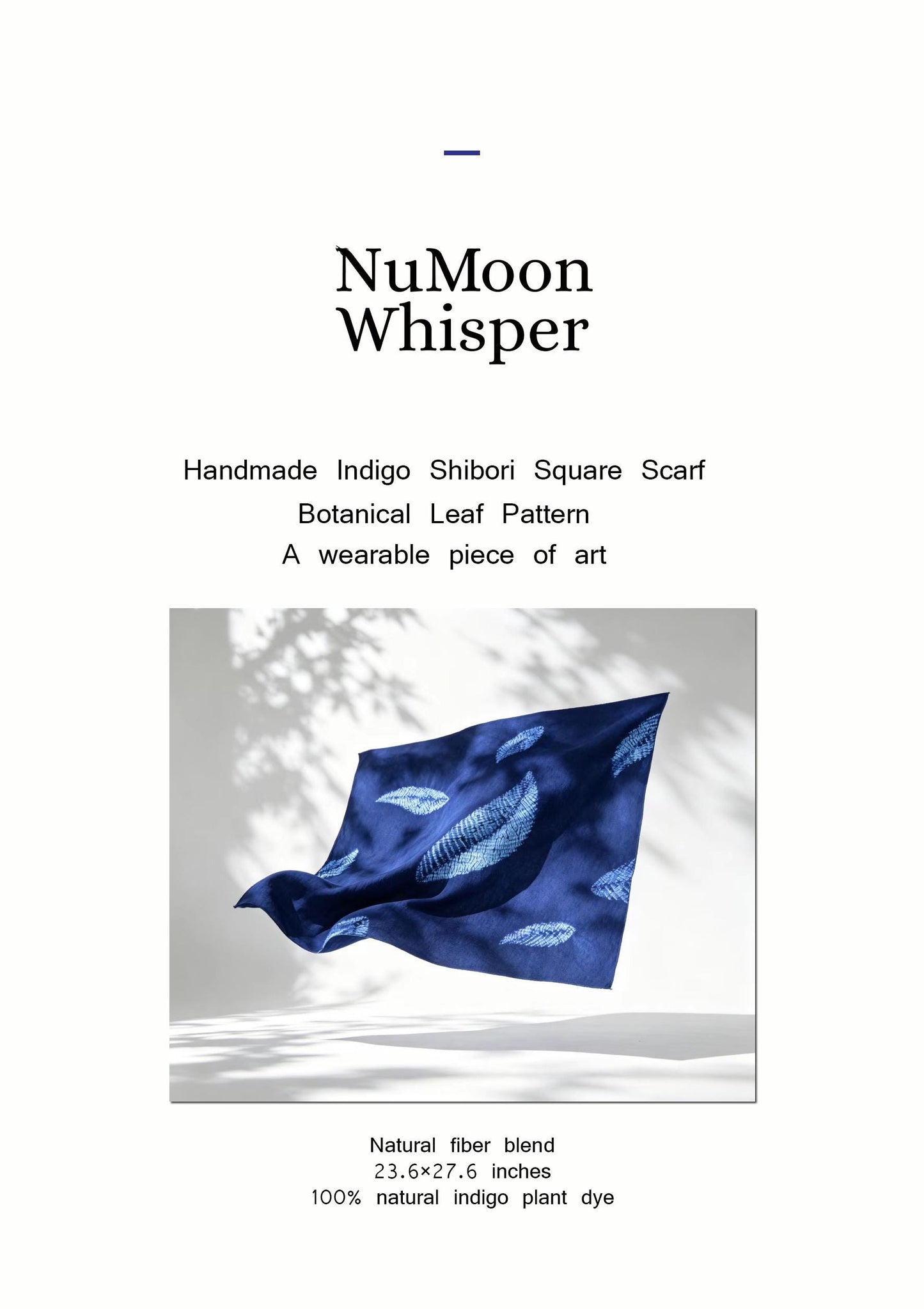 Hand-Dyed Cotton Blend Scarf | Indigo Shibori Square Scarf | Botanical Neck Scarf | Lightweight Fashion Wrap | Gift for Her