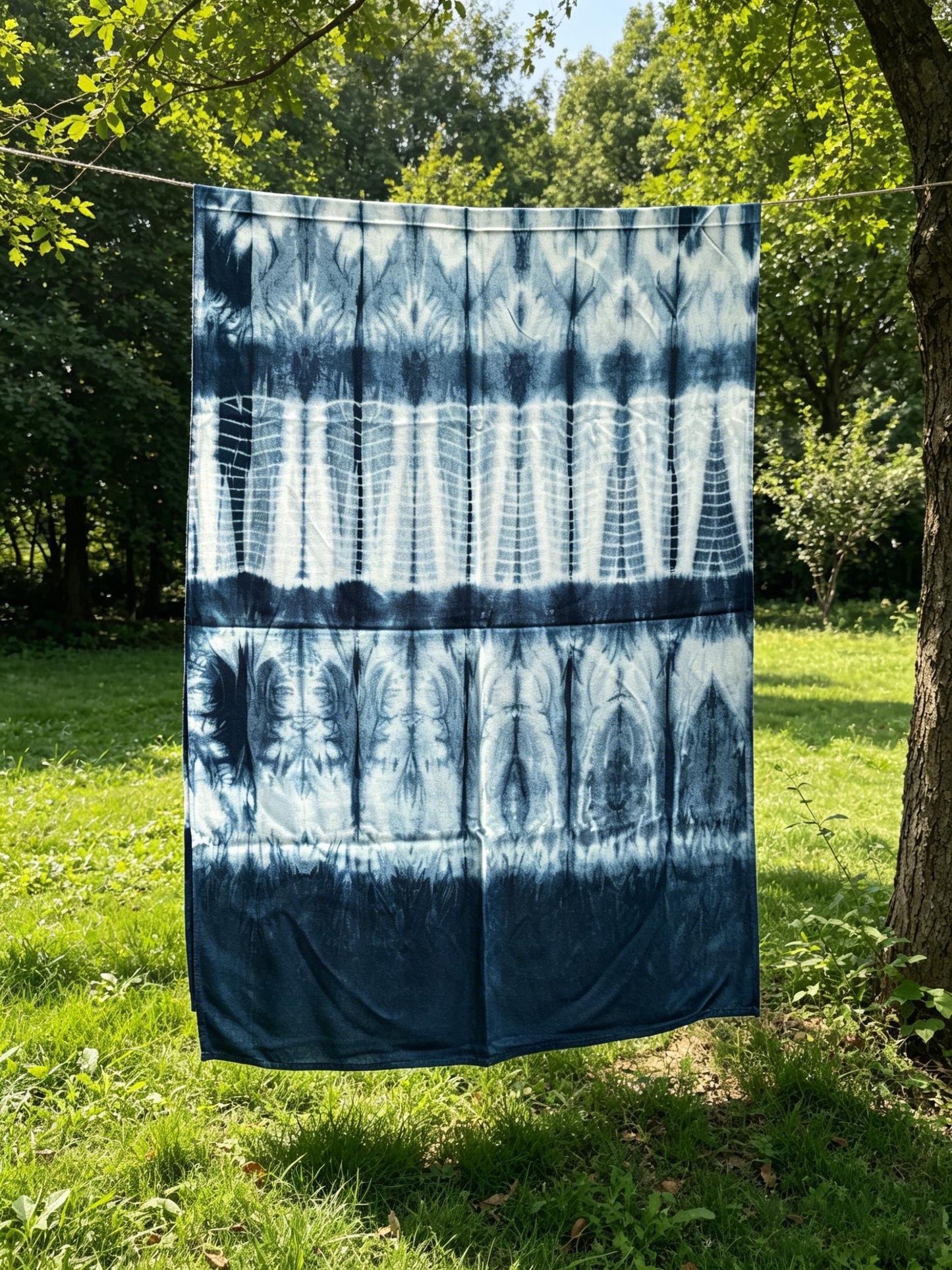 Hand-Dyed Linen Silk Scarf | Indigo Shibori Wrap | Lightweight Shawl | Travel Scarf | Gift for Her