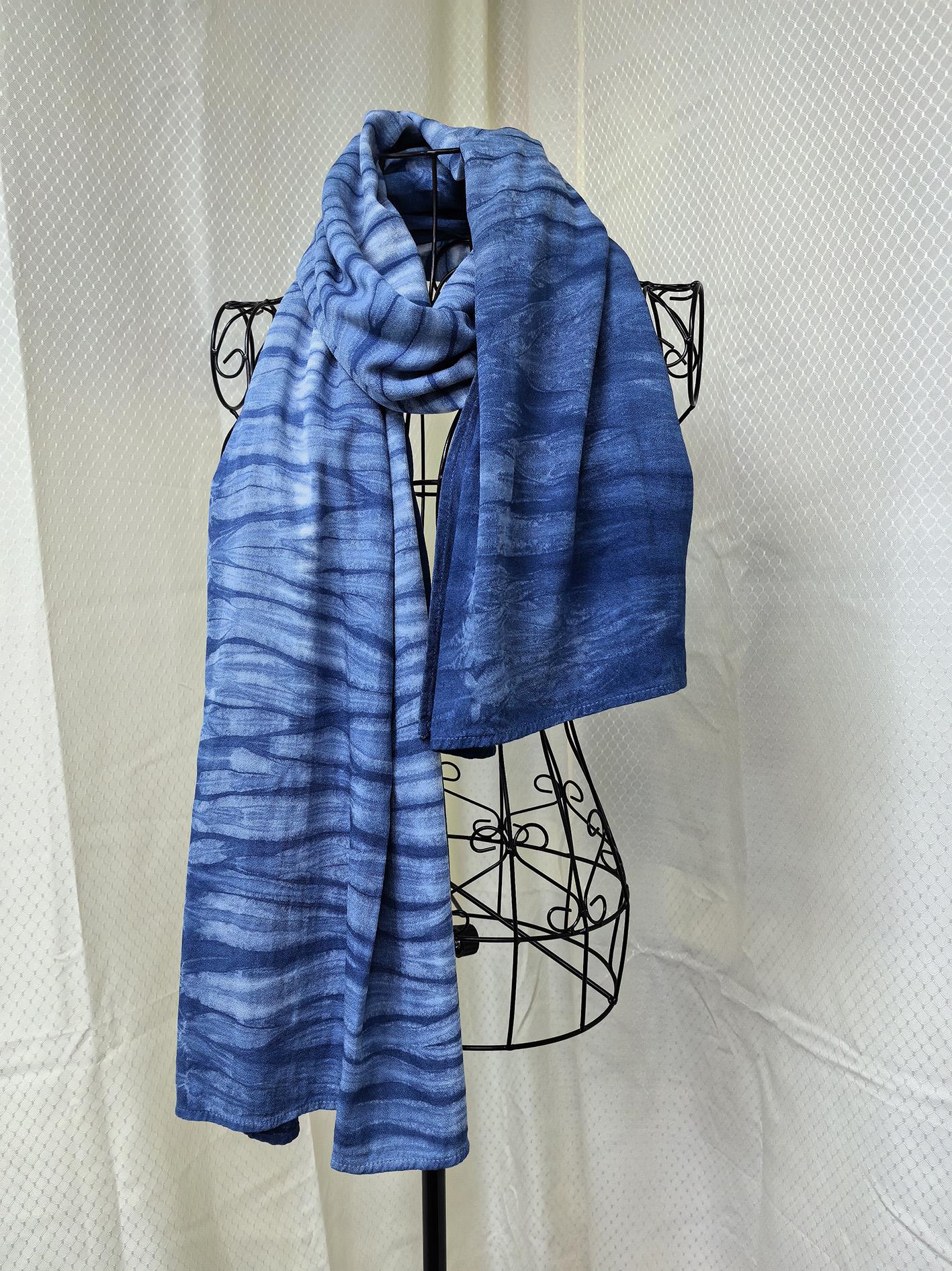 Hand-Dyed Linen Silk Scarf | Indigo Shibori Wrap | Lightweight Shawl | Travel Scarf | Gift for Her