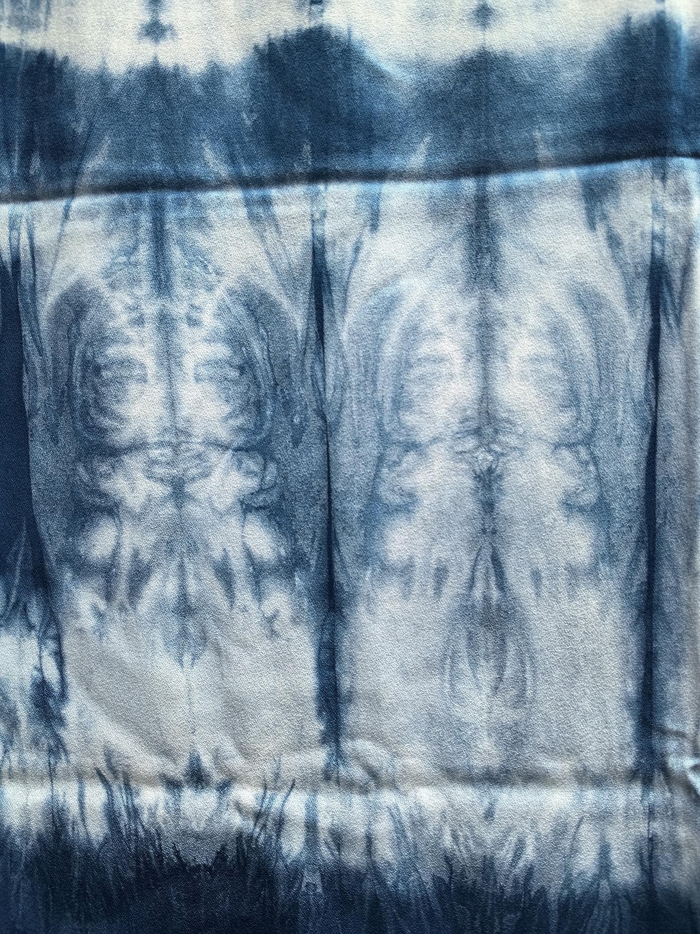 Hand-Dyed Linen Silk Scarf | Indigo Shibori Wrap | Lightweight Shawl | Travel Scarf | Gift for Her