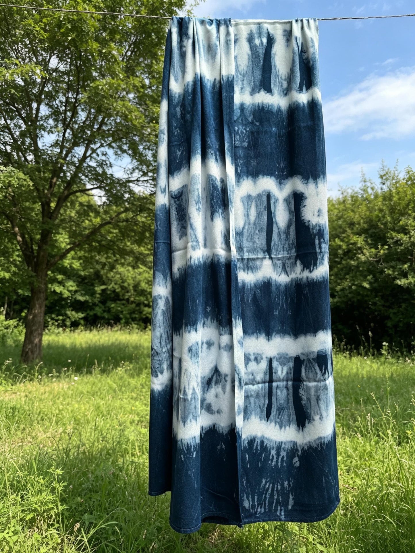 Hand-Dyed Linen Silk Scarf | Indigo Shibori Wrap | Lightweight Shawl | Travel Scarf | Gift for Her