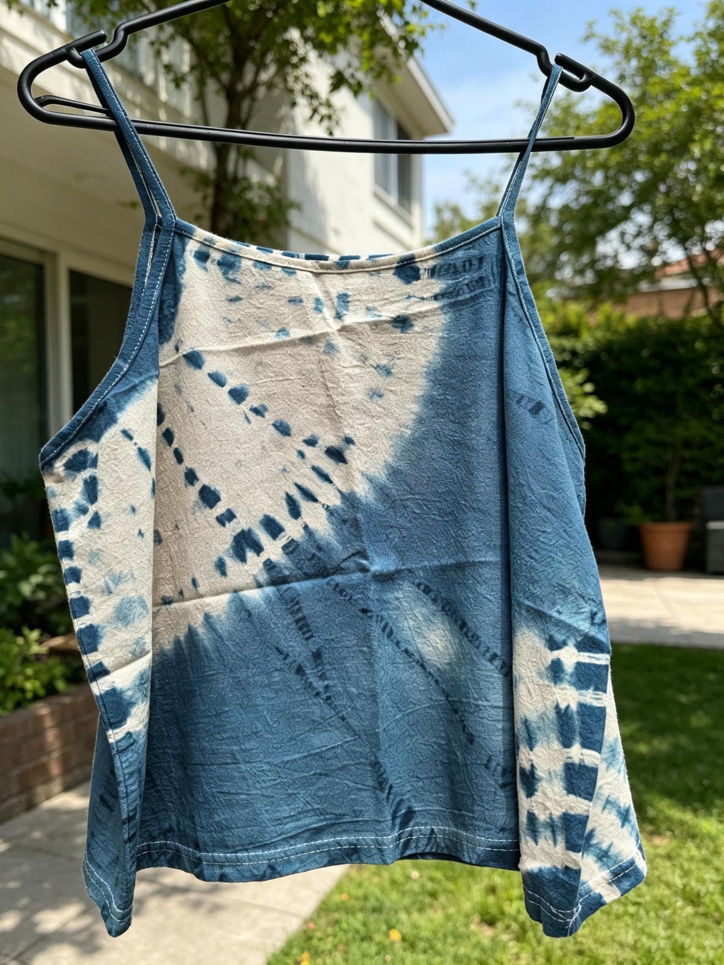 Women's Linen Cotton Tank Top | Hand-Dyed Indigo Camisole | Lightweight Summer Top | Casual Resort Wear | Gift for Her