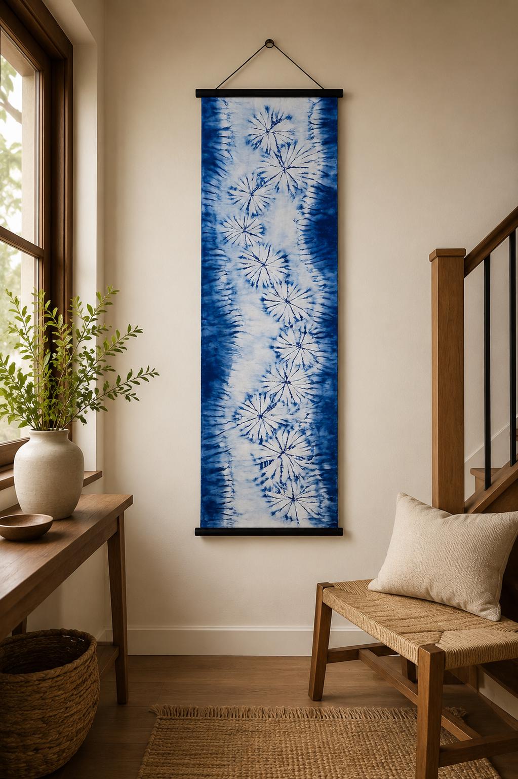 Handmade Indigo Shibori Table Runner | Cotton Decorative Textile | Bed Runner | Wall Hanging | Housewarming Gift