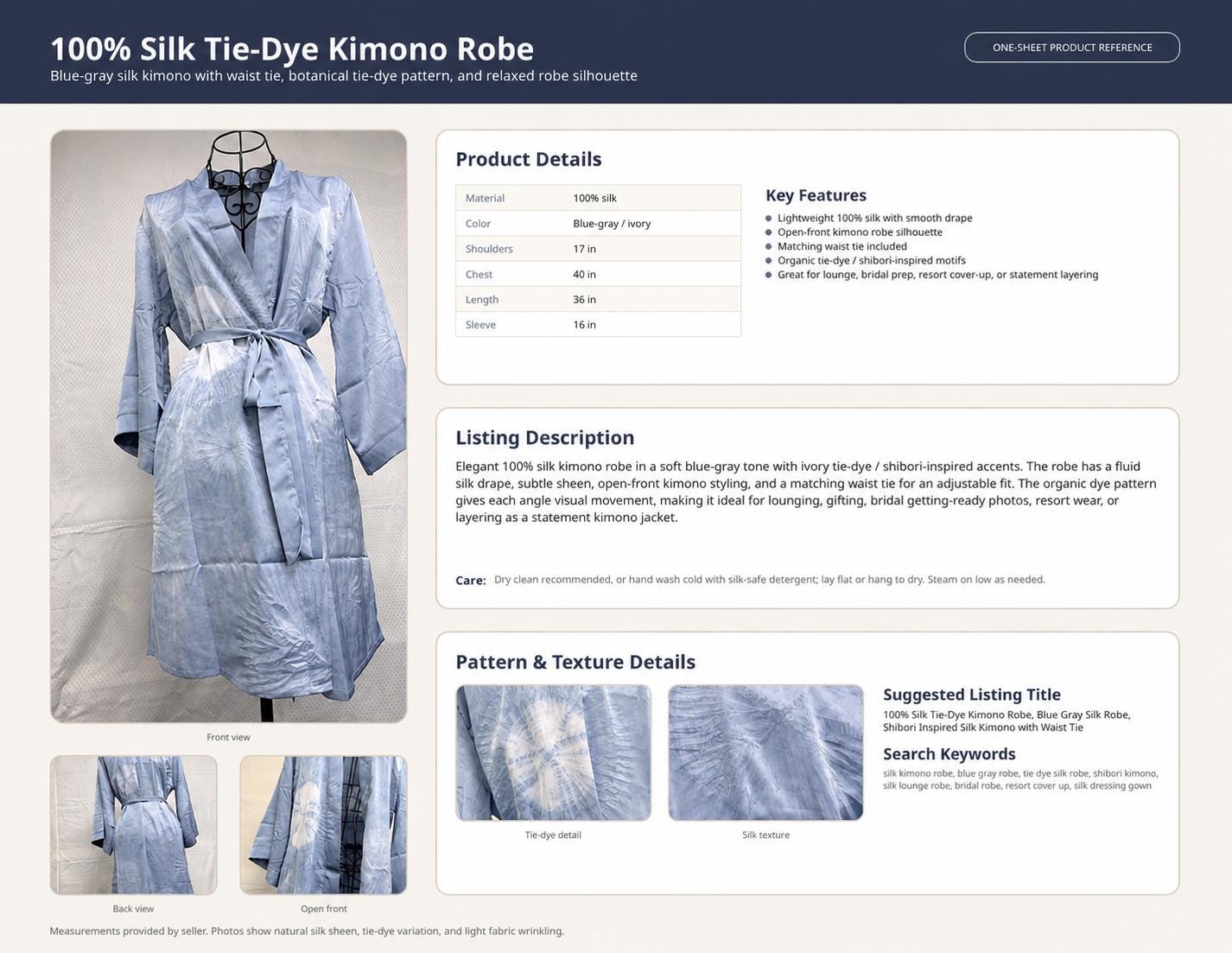 Silk Kimono Robe | Women's Lightweight Silk Robe | Bridal Robe | Resort Cover Up | Gift for Her