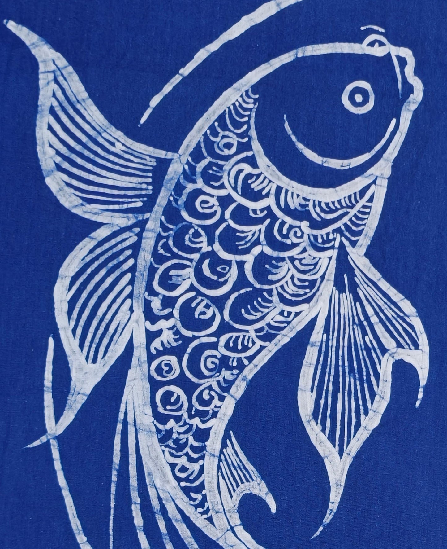 Handmade Double Fish Textile Wall Art | Indigo Batik Wall Hanging | Yin Yang Zen Home Decor | Feng Shui Wall Art | Housewarming Gift