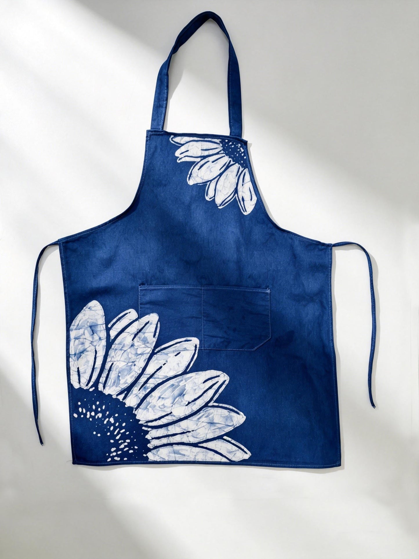 Handmade Cotton Apron | Indigo Batik Kitchen Apron | Cross-Back Gardening Apron | Artist Smock | Gift for Her