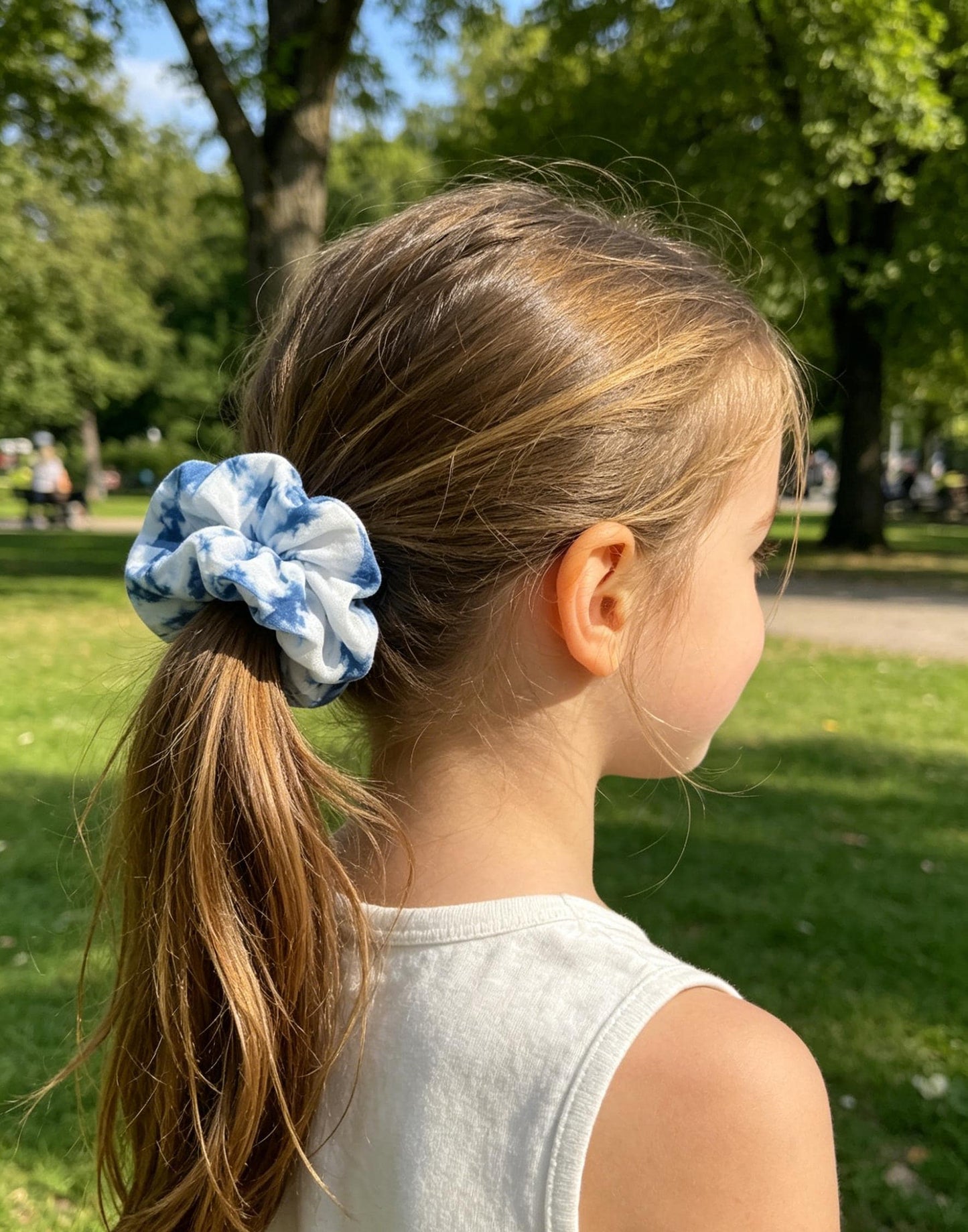 Indigo Tie Dye Scrunchie, Handmade Cotton Hair Tie, Natural Indigo Hair Accessory, Boho Scrunchie, Blue White Hair Band