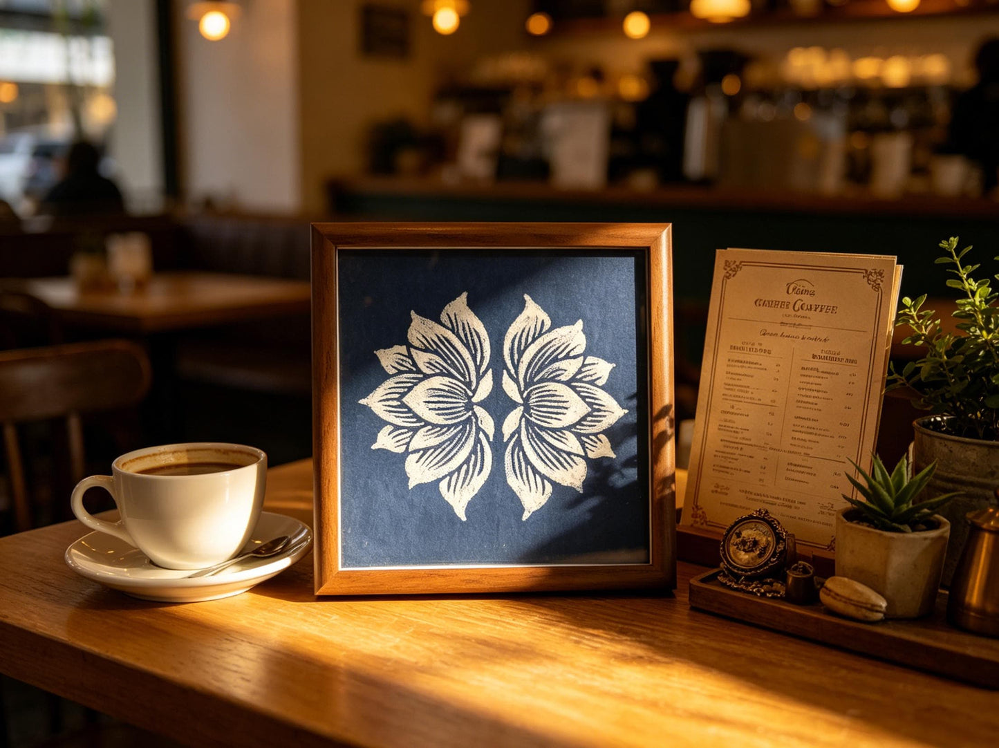 Lotus Textile Wall Art | Handmade Indigo Batik Art | Botanical Zen Home Decor | Tabletop or Wall Display | Housewarming Gift