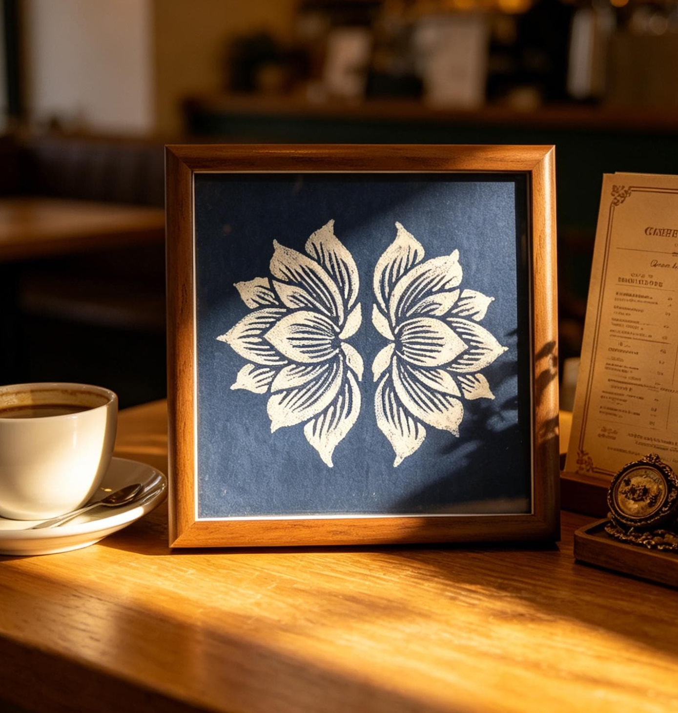 Lotus Textile Wall Art | Handmade Indigo Batik Art | Botanical Zen Home Decor | Tabletop or Wall Display | Housewarming Gift