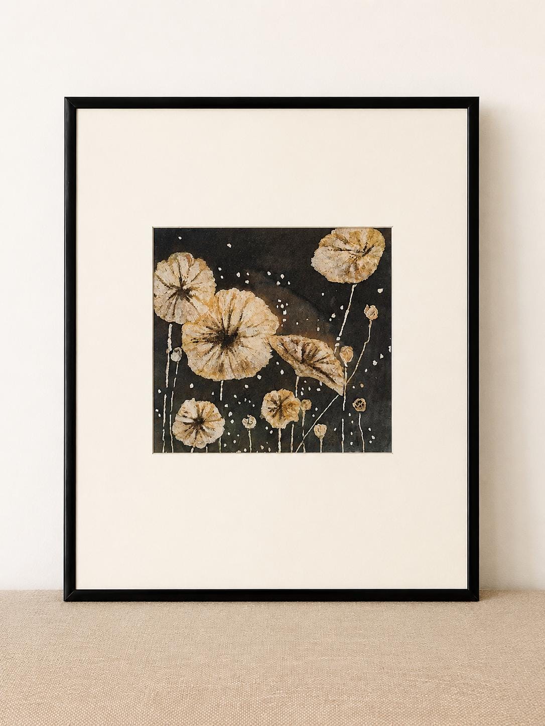 Lotus Textile Wall Art | Handmade Indigo Batik Art | Wabi-Sabi Botanical Decor | Zen Home Decor | Housewarming Gift