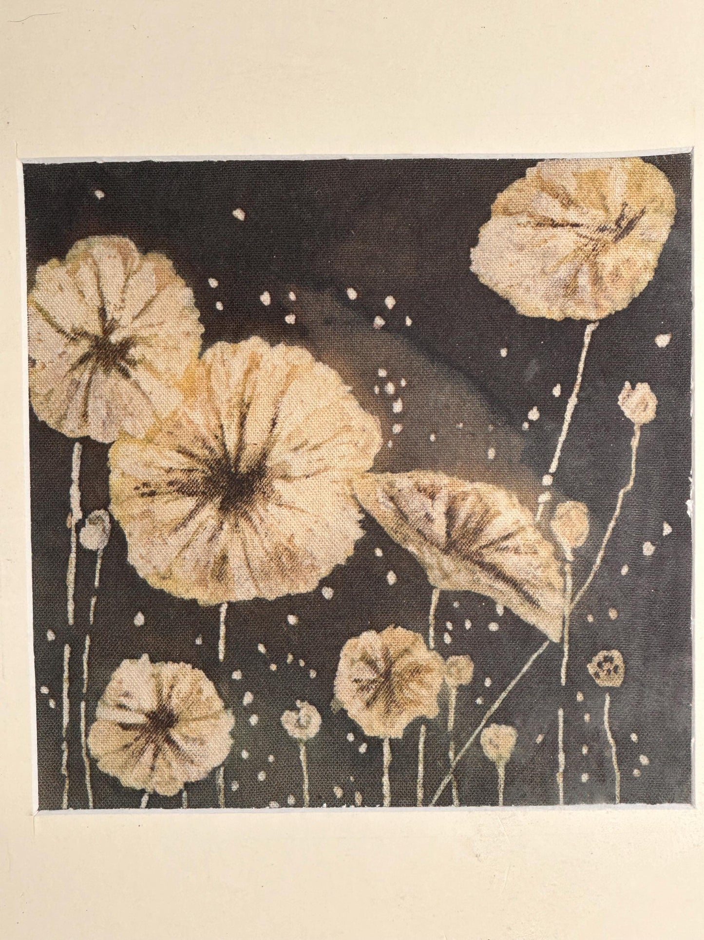 Lotus Textile Wall Art | Handmade Indigo Batik Art | Wabi-Sabi Botanical Decor | Zen Home Decor | Housewarming Gift