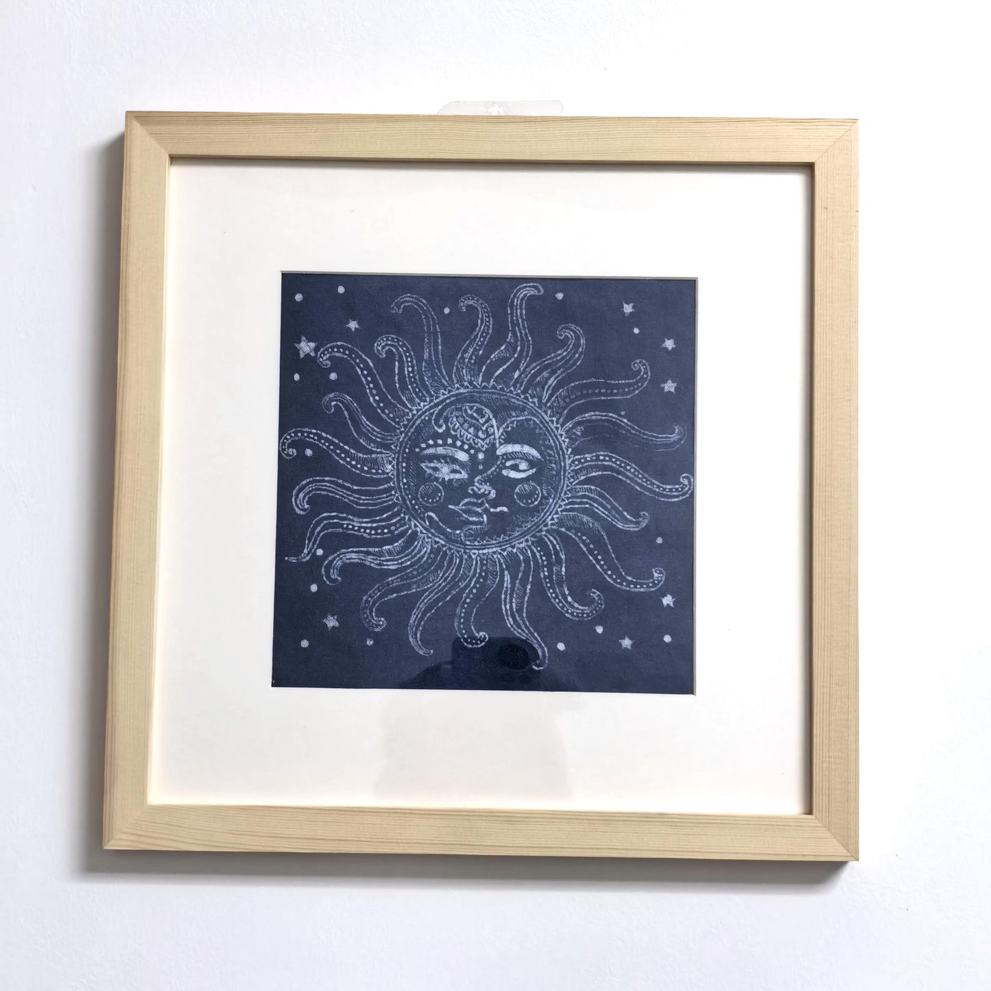 Celestial Textile Wall Art | Handmade Indigo Batik Sun & Moon Art | Zodiac Mandala Decor | Zen Home Decor | Housewarming Gift