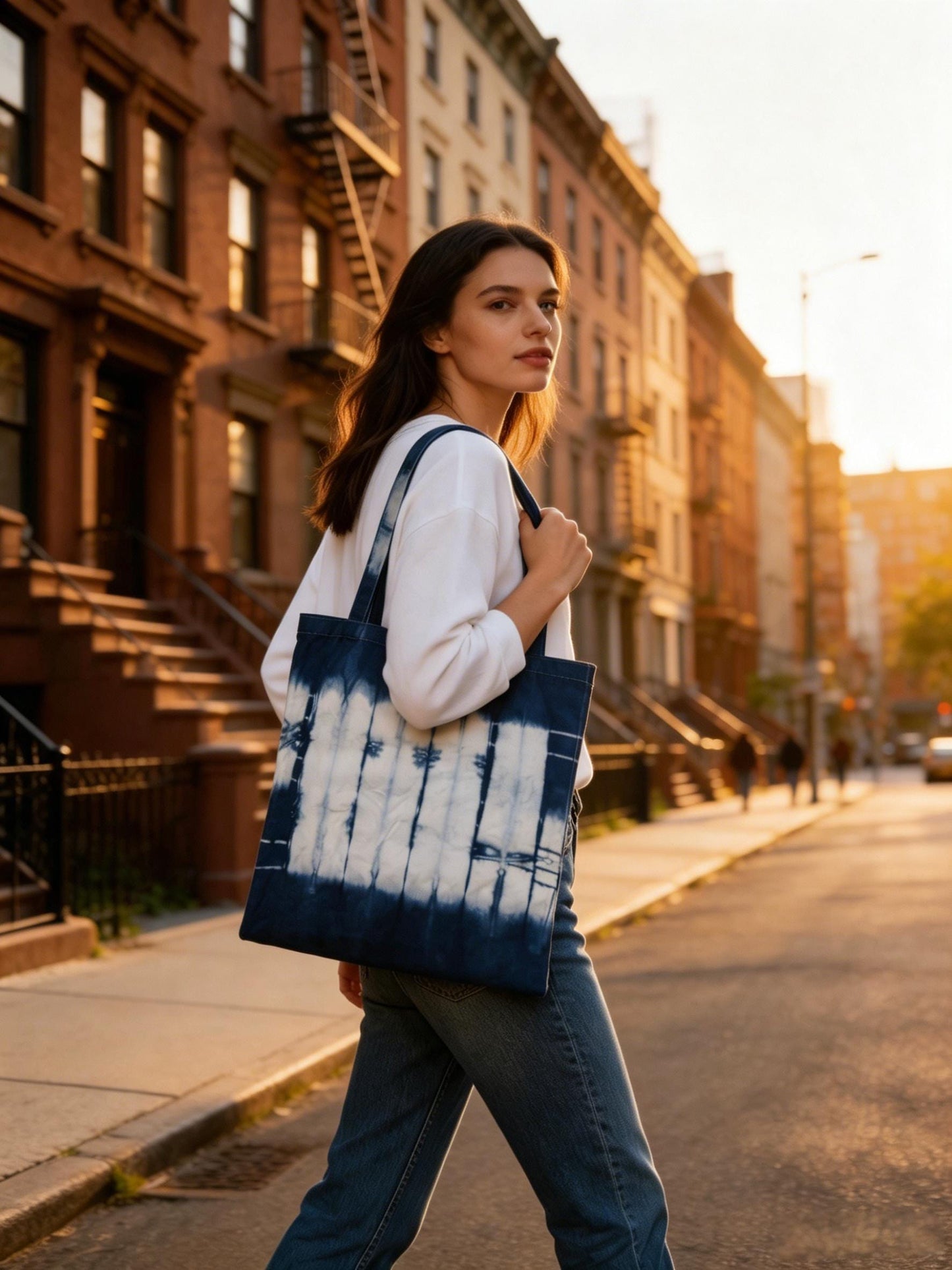 Handmade Cotton Cat Tote Bag | Indigo Batik Reversible Tote | Yin Yang Cat Shoulder Bag | Shibori Canvas Bag | Gift for Cat Lovers
