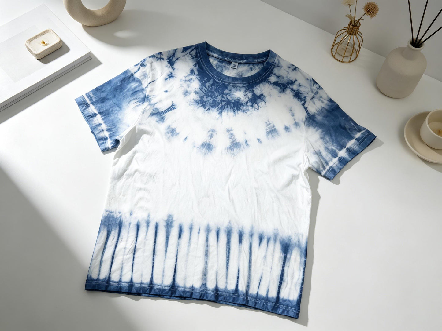 Handmade Indigo Tie-Dye T-Shirt | Natural Indigo Cotton Tee | Unisex Shibori Shirt | Artisan Everyday Wear | Gift for Her & Him