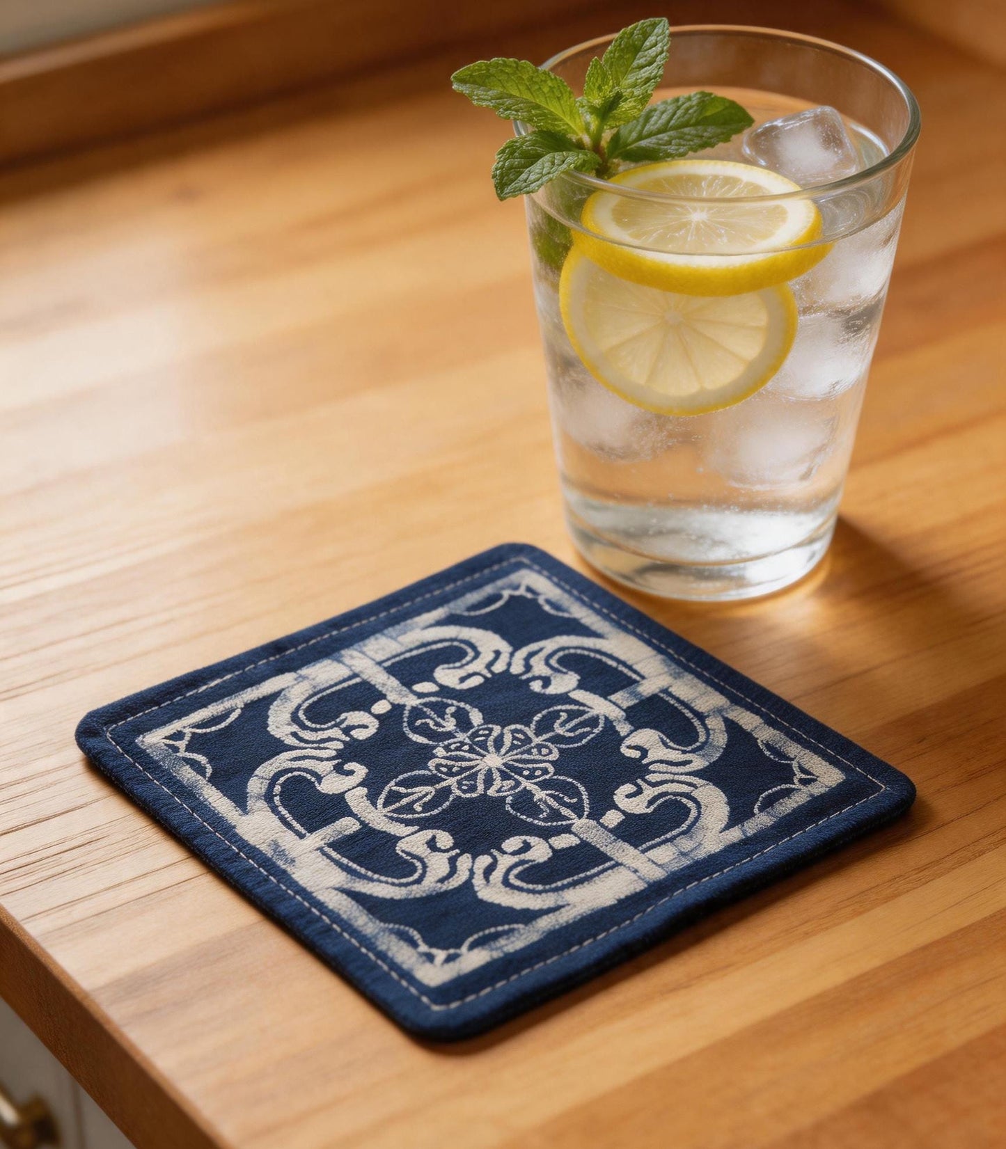 Handmade Fabric Drink Coaster | Double-Sided Indigo Batik Coaster | Cotton Tea Coaster | Table Decor | Housewarming Gift
