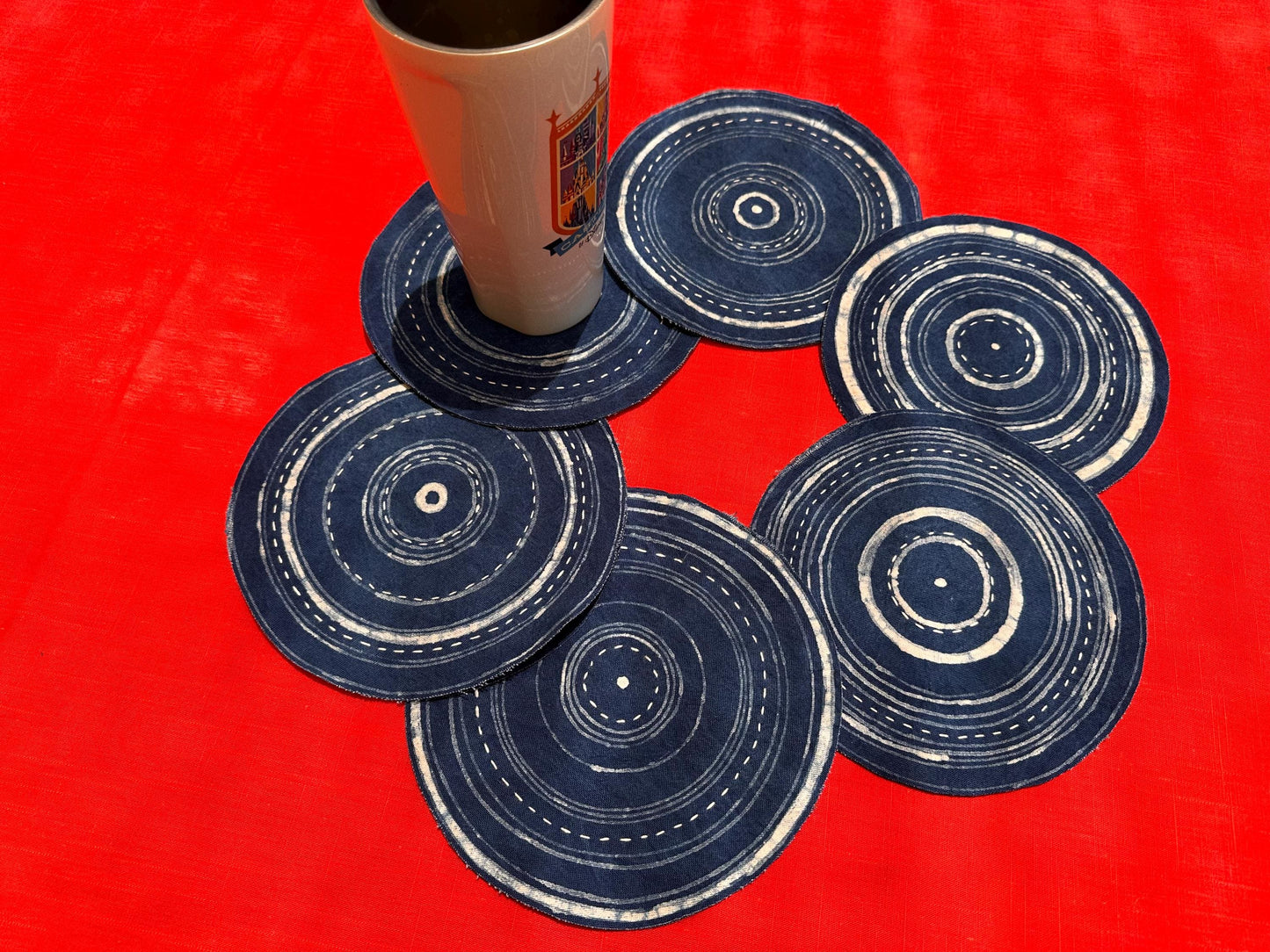 Handmade Indigo Batik Tea Mat | Sashiko Cotton Coaster | Reversible Mug Rug | Japanese Table Decor | Housewarming Gift