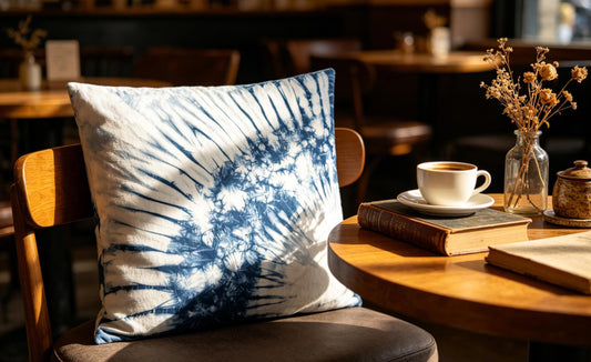 Handmade Indigo Shibori Pillow Cover | Cotton Throw Pillow Cover | Botanical Cushion Cover | Wabi-Sabi Home Decor | Gift for Home