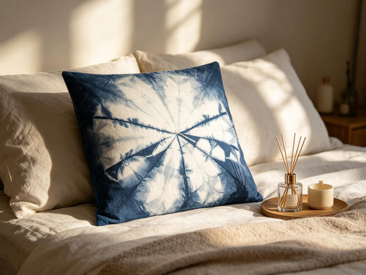 Handmade Indigo Batik Pillow Cover | Forest Throw Pillow Cover | Cotton Cushion Cover | Nature Home Decor | Gift for Home