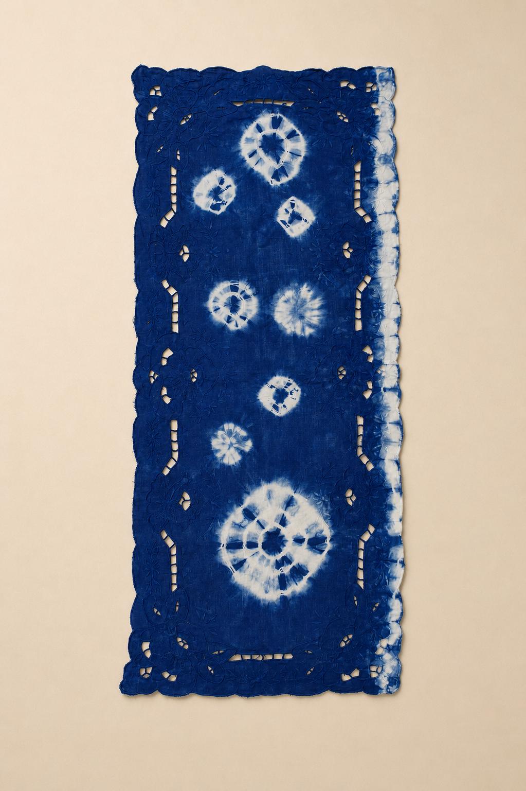 Handmade Indigo Table Runner | Cotton Tea Table Runner | Floral Batik Table Decor | Lace Table Runner | Housewarming Gift