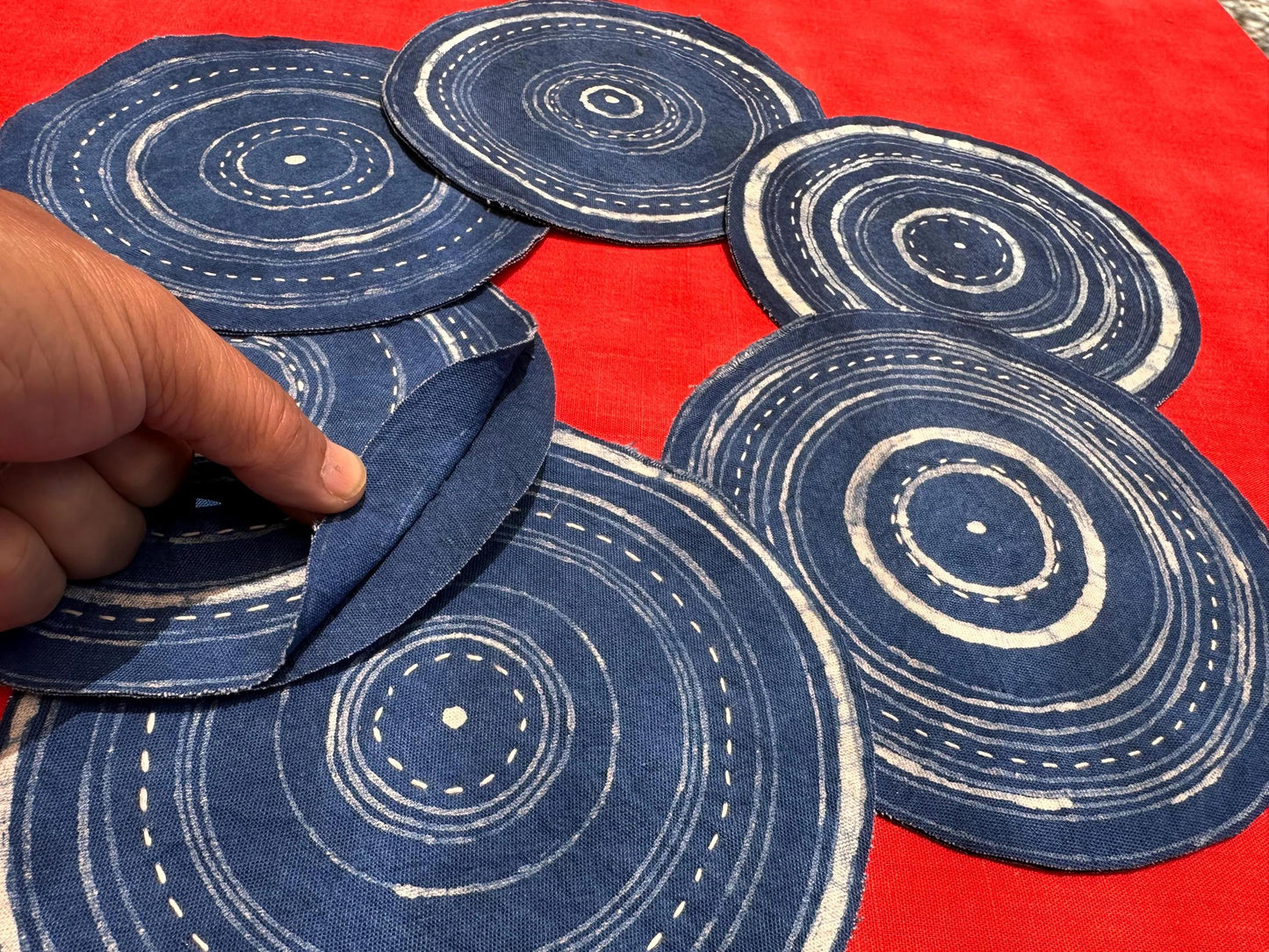 Handmade Indigo Batik Tea Mat | Sashiko Cotton Coaster | Reversible Mug Rug | Japanese Table Decor | Housewarming Gift