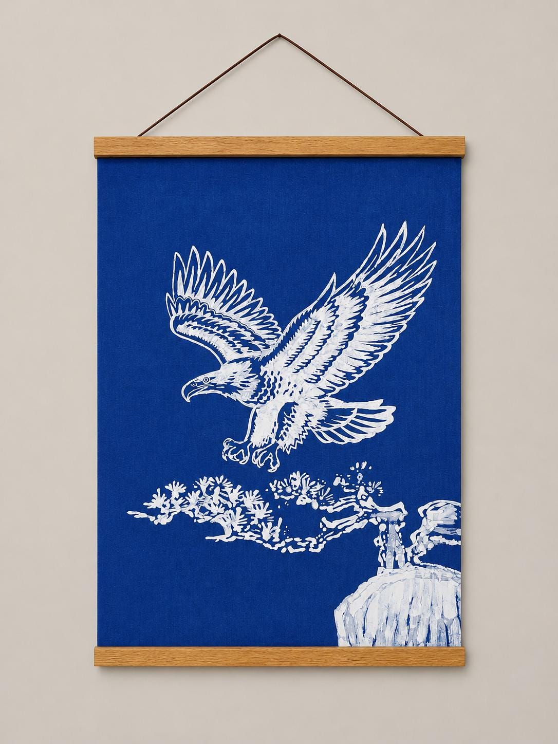 Handmade Eagle Textile Wall Art | Indigo Batik Wall Hanging | Nature Wall Decor | Zen Home Decor | Housewarming Gift