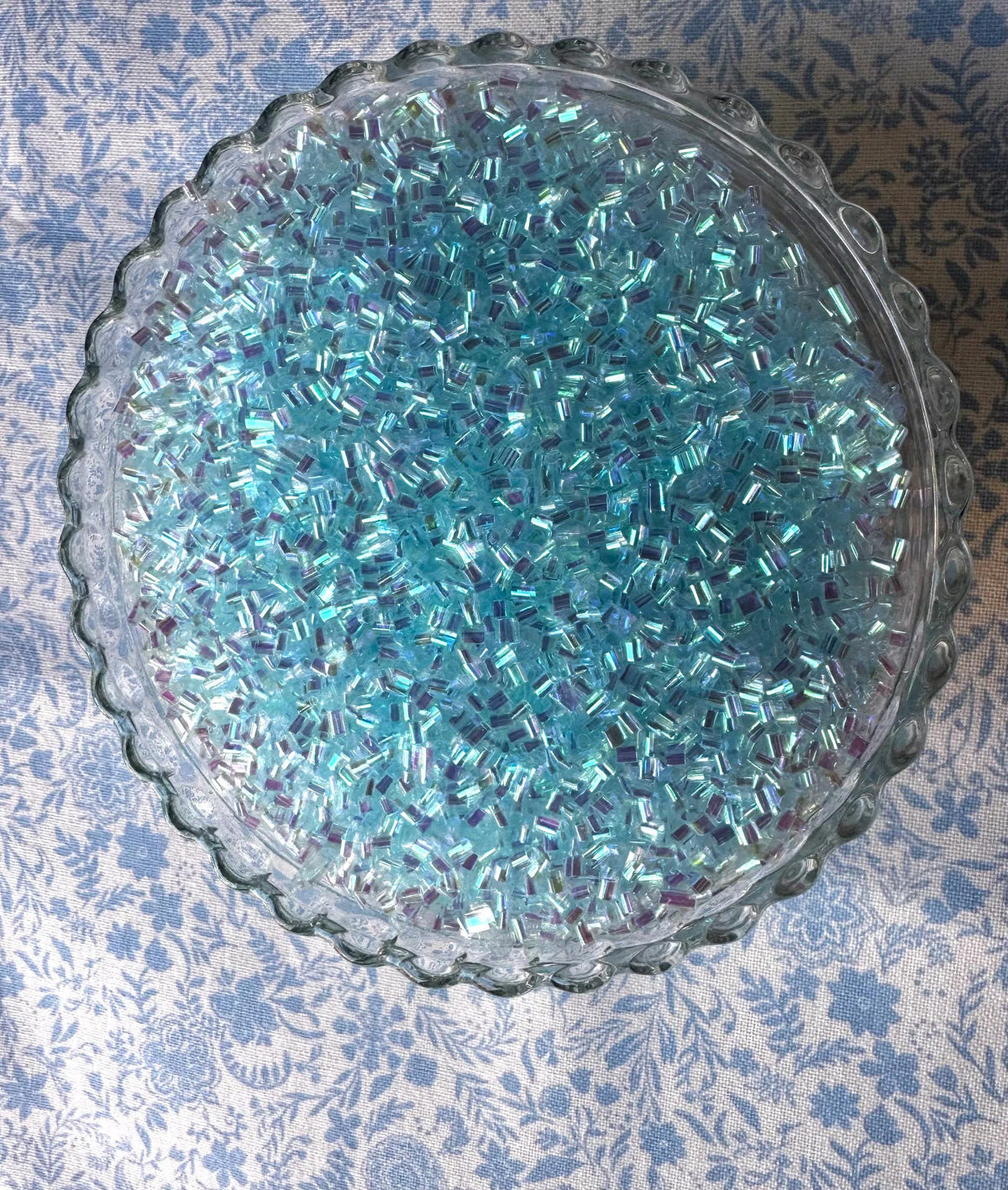 Handwritten Nüshu Folding Fan Iridescent Bingsu Beads 120g | Clear AB Crunchy Slime Beads | Slime Add Ins | DIY Slime Supplies | Craft Beads