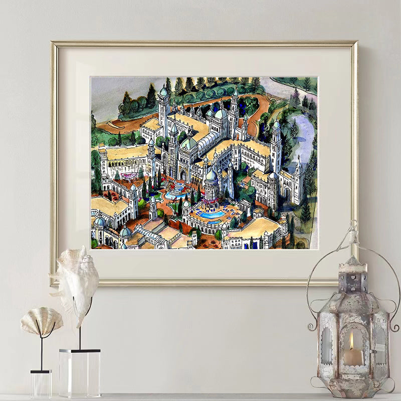 AP-09: Crown of the Valley – Limited Edition Signed Art Print (12x16) by Kurt Xu | Architectural Cityscape Wall Art | Fine Art Illustration