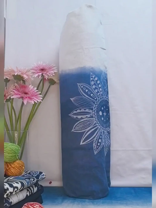 Handmade Cotton Yoga Bag | Indigo Batik Yoga Mat Tote | Drawstring Yoga Carrier | Gift for Yogi