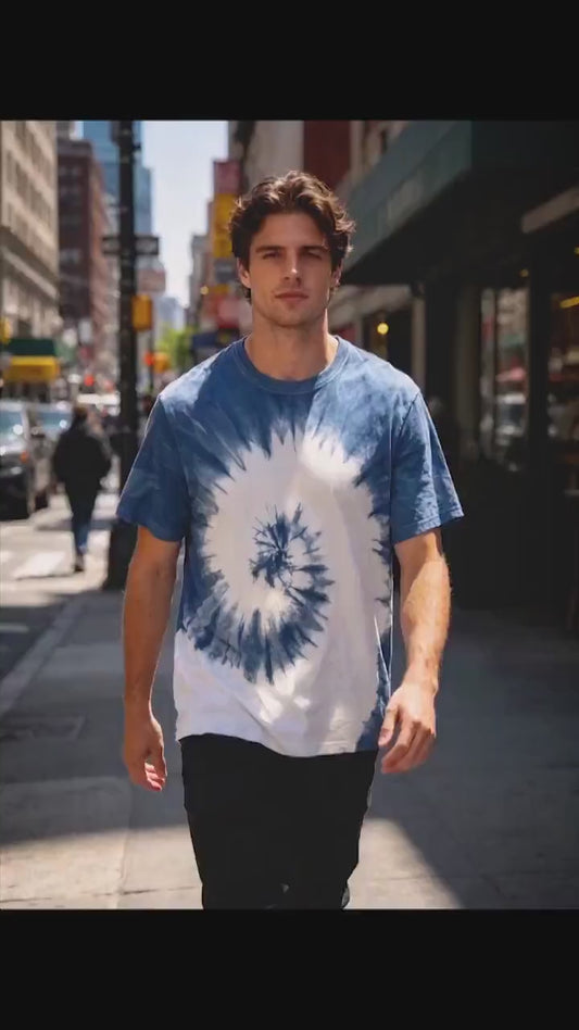 Handmade Indigo Tie-Dye T-Shirt | Natural Indigo Cotton Tee | Unisex Shibori Shirt | Artisan Everyday Wear | Gift for Her & Him
