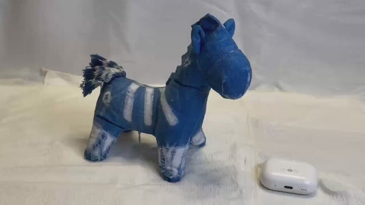Handmade Horse Plush | Cotton Stuffed Pony | Indigo Textile Art Doll | Nursery Decor | Gift for Horse Lovers