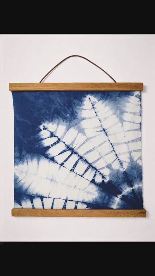 Handmade Botanical Textile Wall Art | Indigo Shibori Wall Hanging | Leaf Wall Decor | Wabi-Sabi Home Decor | Housewarming Gift