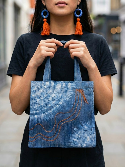 BA-10: Handmade Indigo & Embroidery Bag