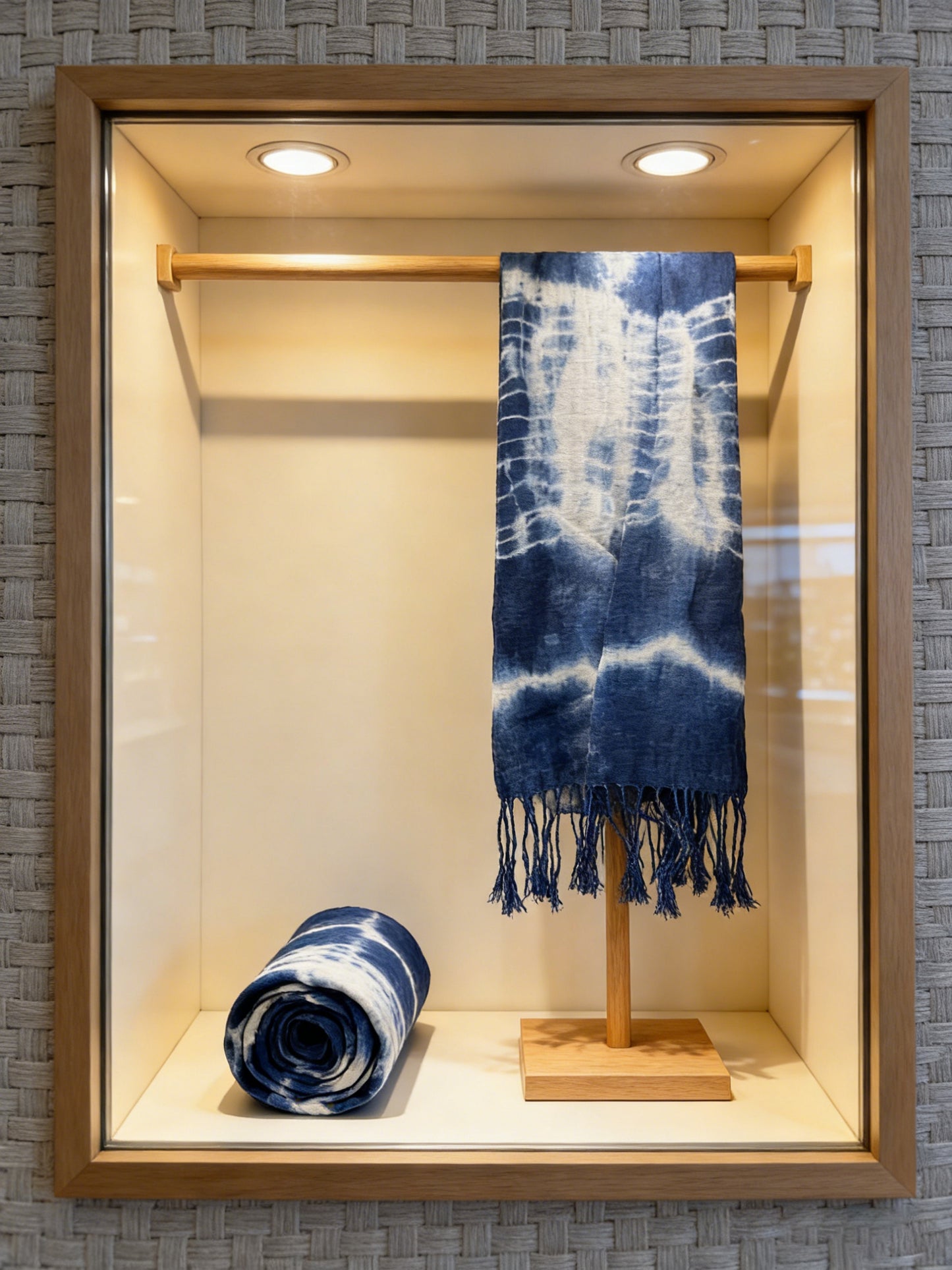 BA-21: Handmade Indigo Tie-Dye oversized scarf / soft warm shawl wrap