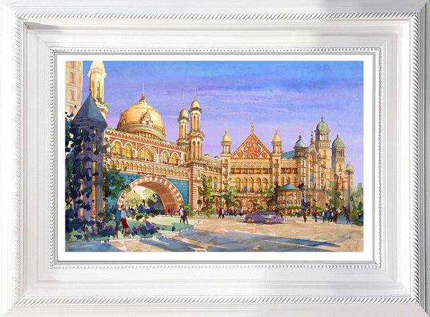 AP-14: Whispers of a Royal Square – Limited Edition Signed Art Print by Kurt Xu | Architectural Watercolor Painting | 12x16 Wall Art