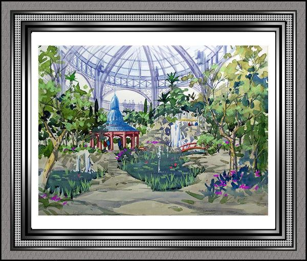AP-10: The Secret Garden Pavilion – Limited Edition Signed Art Print (12x16) by Kurt Xu | Botanical Architectural Wall Art