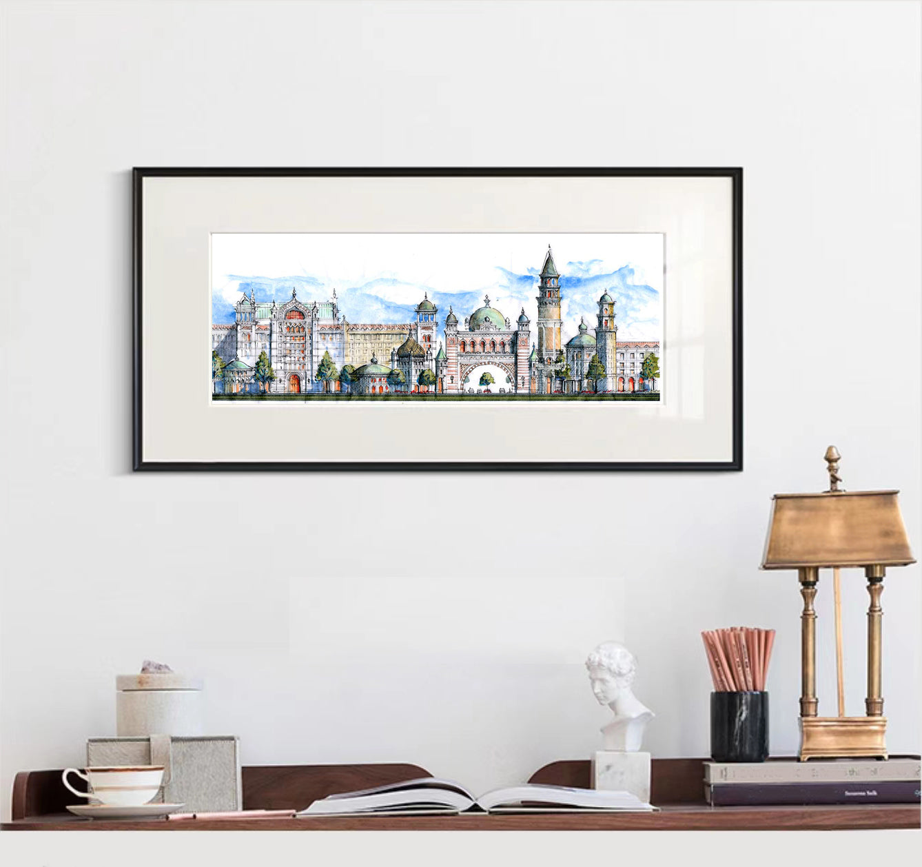 AP-03: Castle of a Thousand Windows – Limited Edition Signed Art Print (8x18) by Kurt Xu | Architectural Cityscape Wall Art |