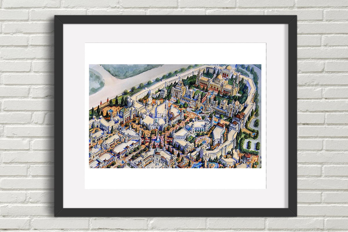 AP-16: Where Empires Sleep – Limited Edition Signed Art Print by Kurt Xu | 12x16 Architectural Cityscape Wall Art | Fine Art Illustration | Collector Artwork