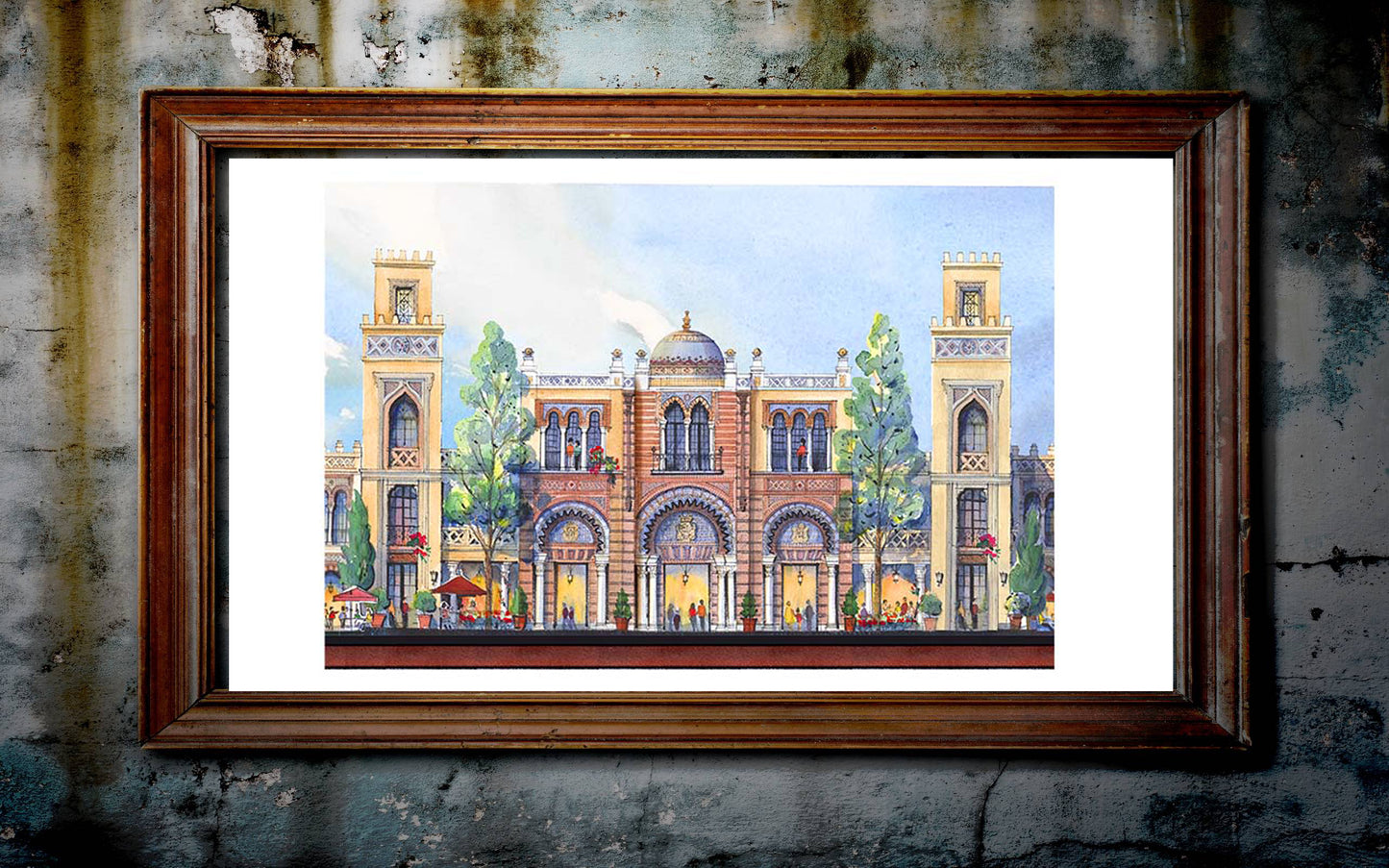 AP-12: An Evening Beneath the Arches – 12x16 Limited Edition Signed Art Print by Kurt Xu | Architectural Cityscape Wall Art